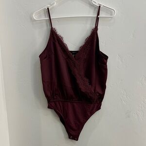 Forever 21 Burgundy Lace Trim Chemise